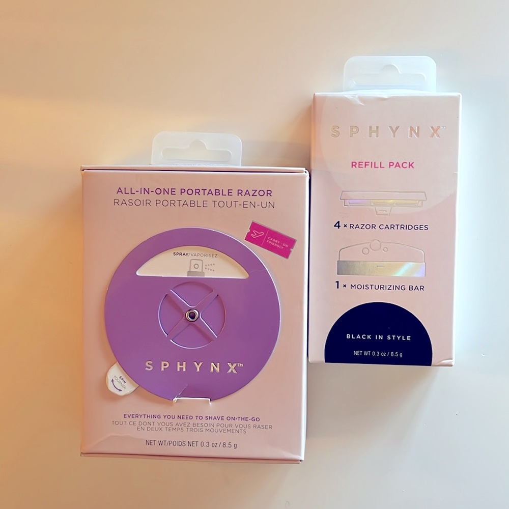 Sphynx 3-in-1 Portable Razor in Violet AND Bonus Refill Pack in Black New in Box